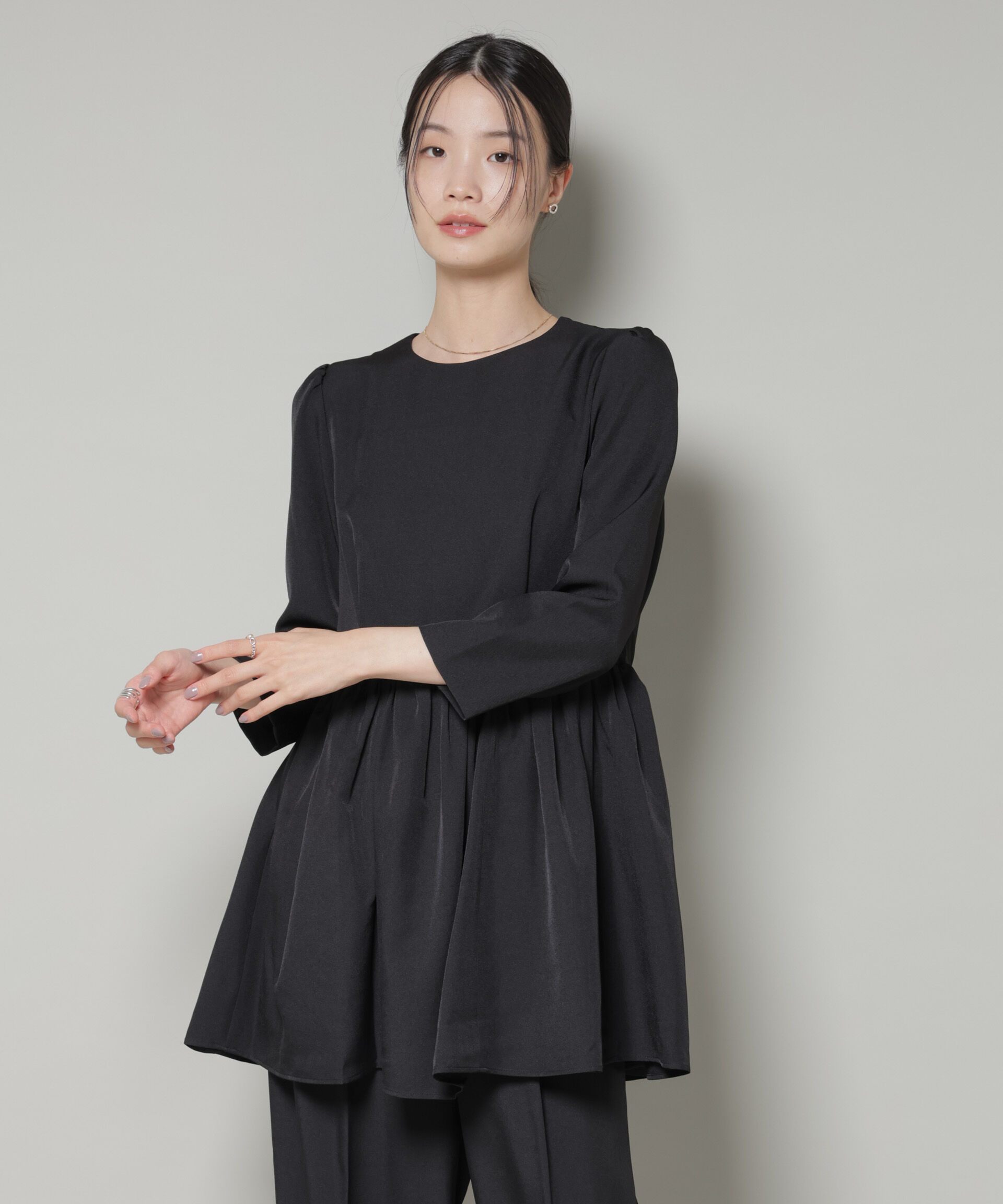 nano･universe「troisieme chaco/TWILL ペプラムトップス(セットアップ可)」|シャツ・ブラウス|