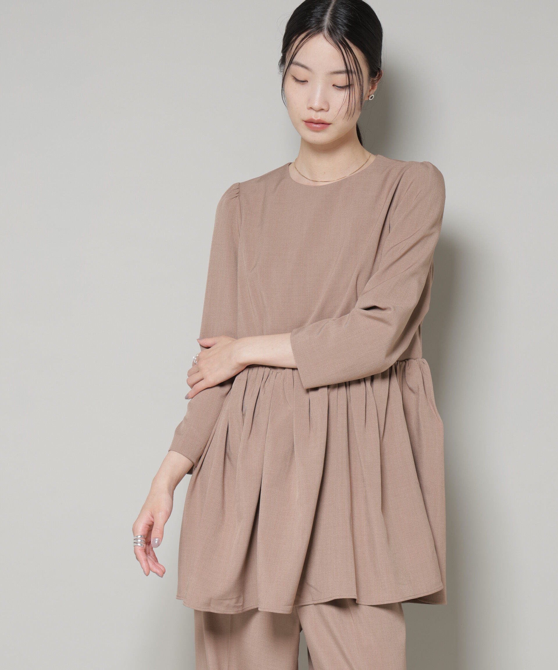 nano･universe「troisieme chaco/TWILL ペプラムトップス(セットアップ可)」|シャツ・ブラウス|