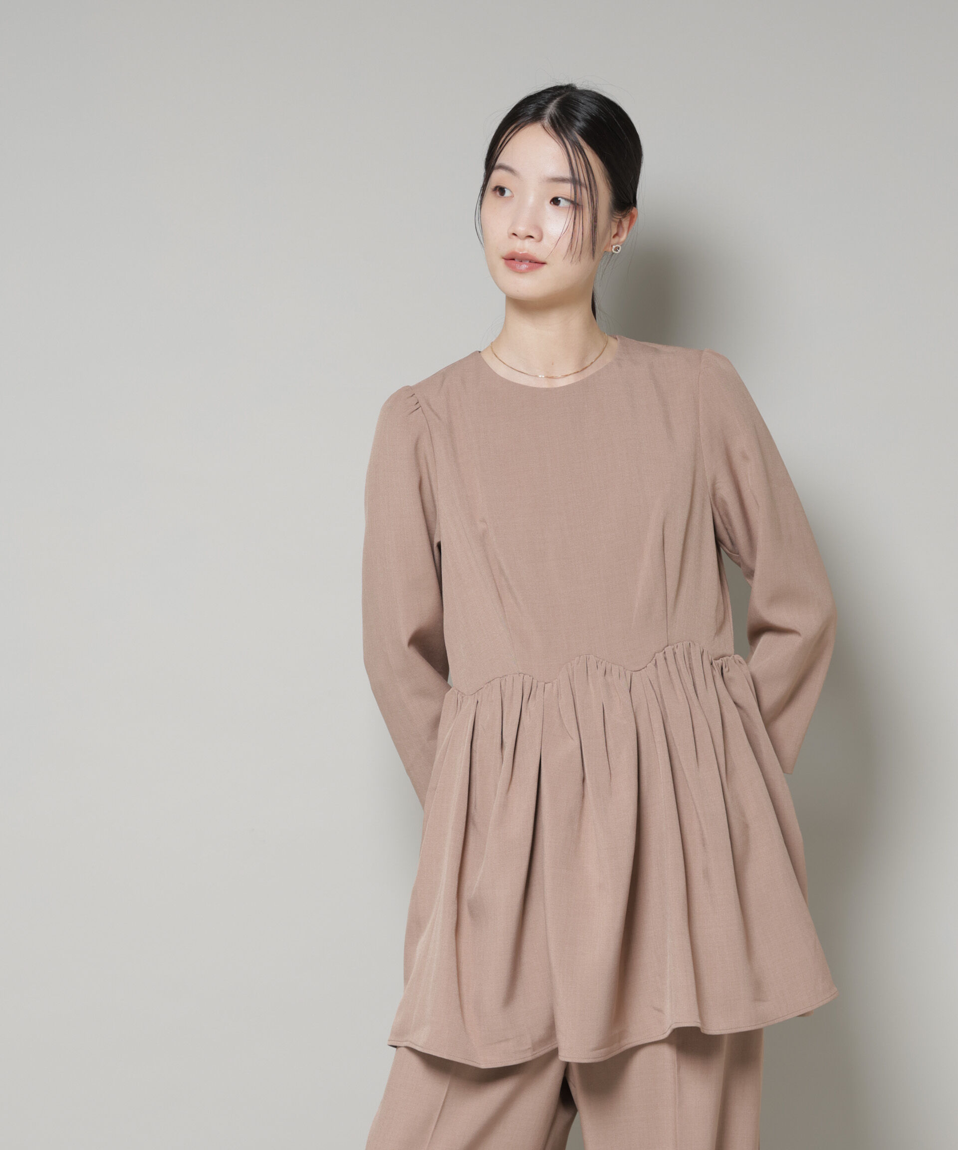 nano･universe「troisieme chaco/TWILL ペプラムトップス(セットアップ可)」|シャツ・ブラウス|