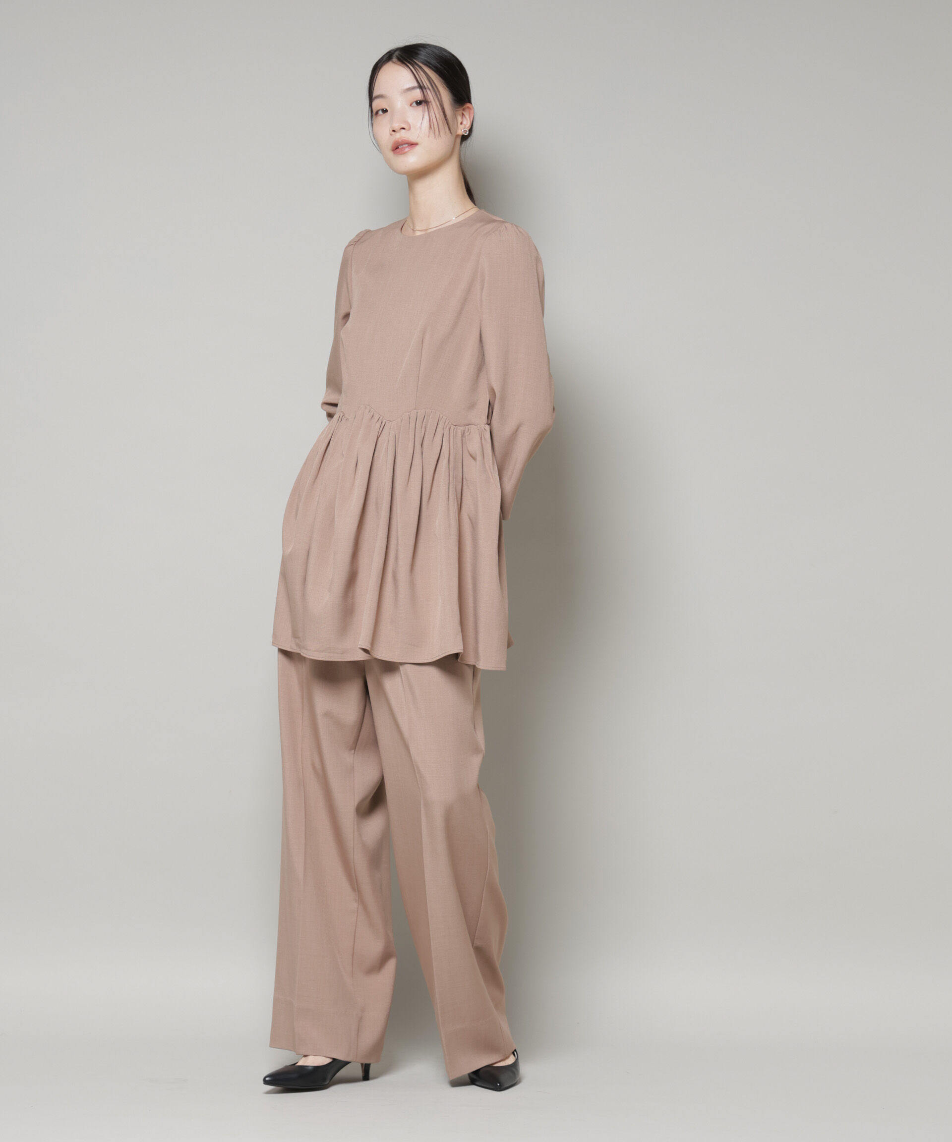 nano･universe「troisieme chaco/TWILL ペプラムトップス(セットアップ可)」|シャツ・ブラウス|