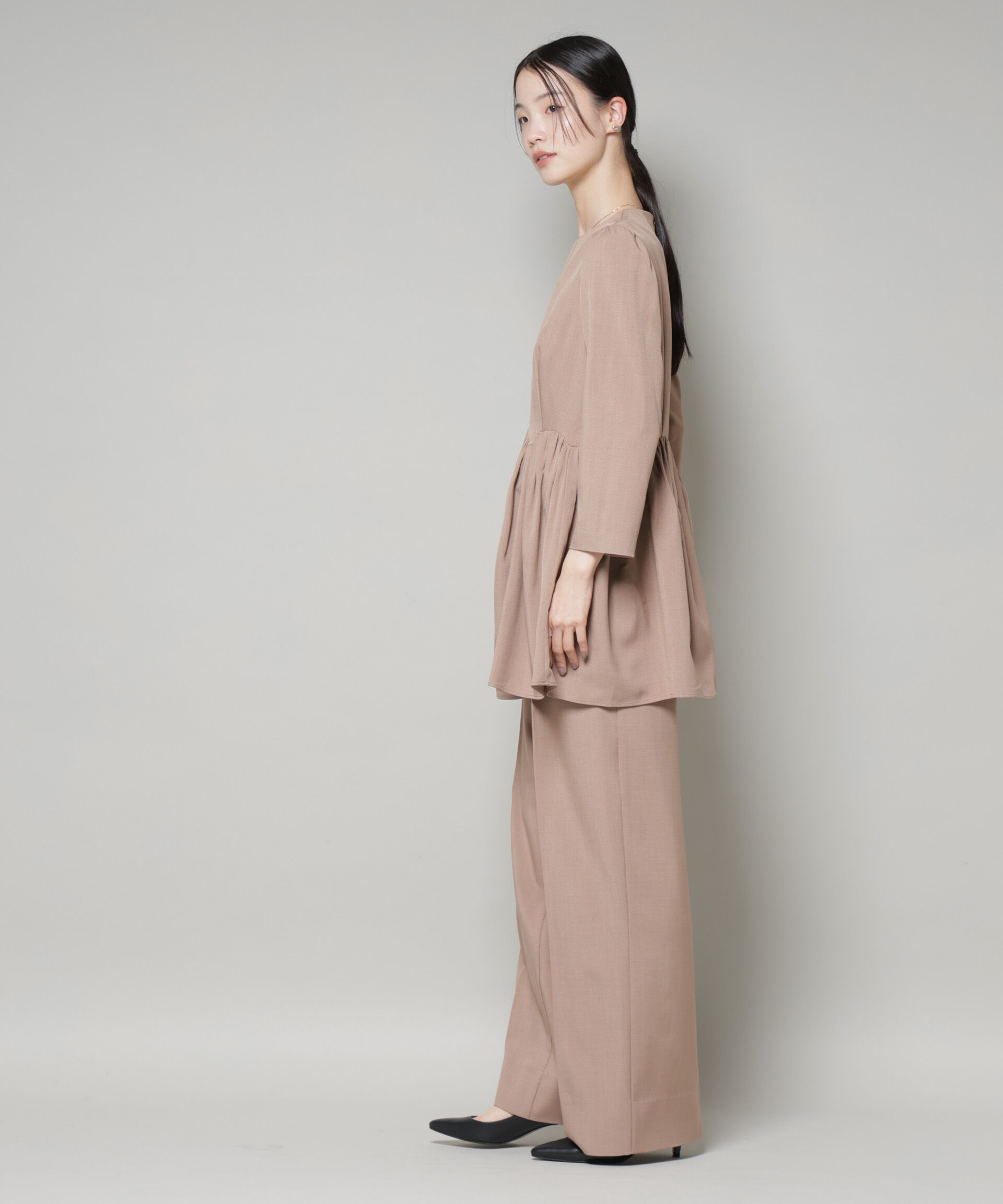 nano･universe「troisieme chaco/TWILL ペプラムトップス(セットアップ可)」|シャツ・ブラウス|