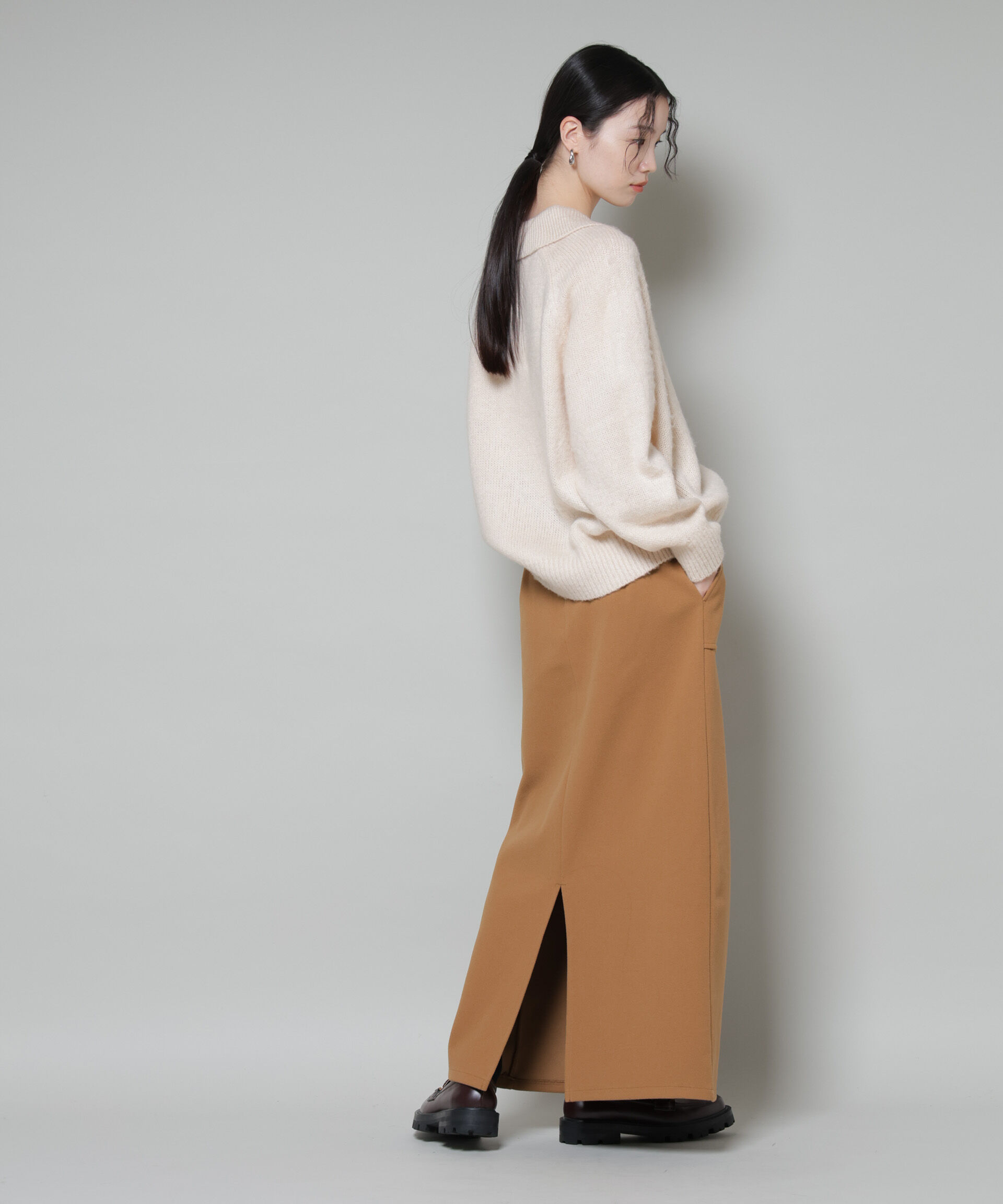 nano･universe「ソフトメルトンジャージーナローロングスカート(セットアップ可)」|スカート|