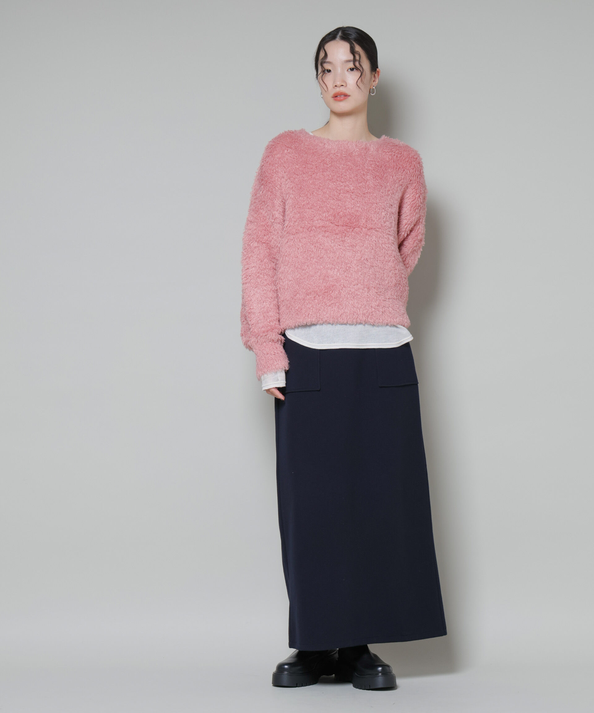 nano･universe「ソフトメルトンジャージーナローロングスカート(セットアップ可)」|スカート|