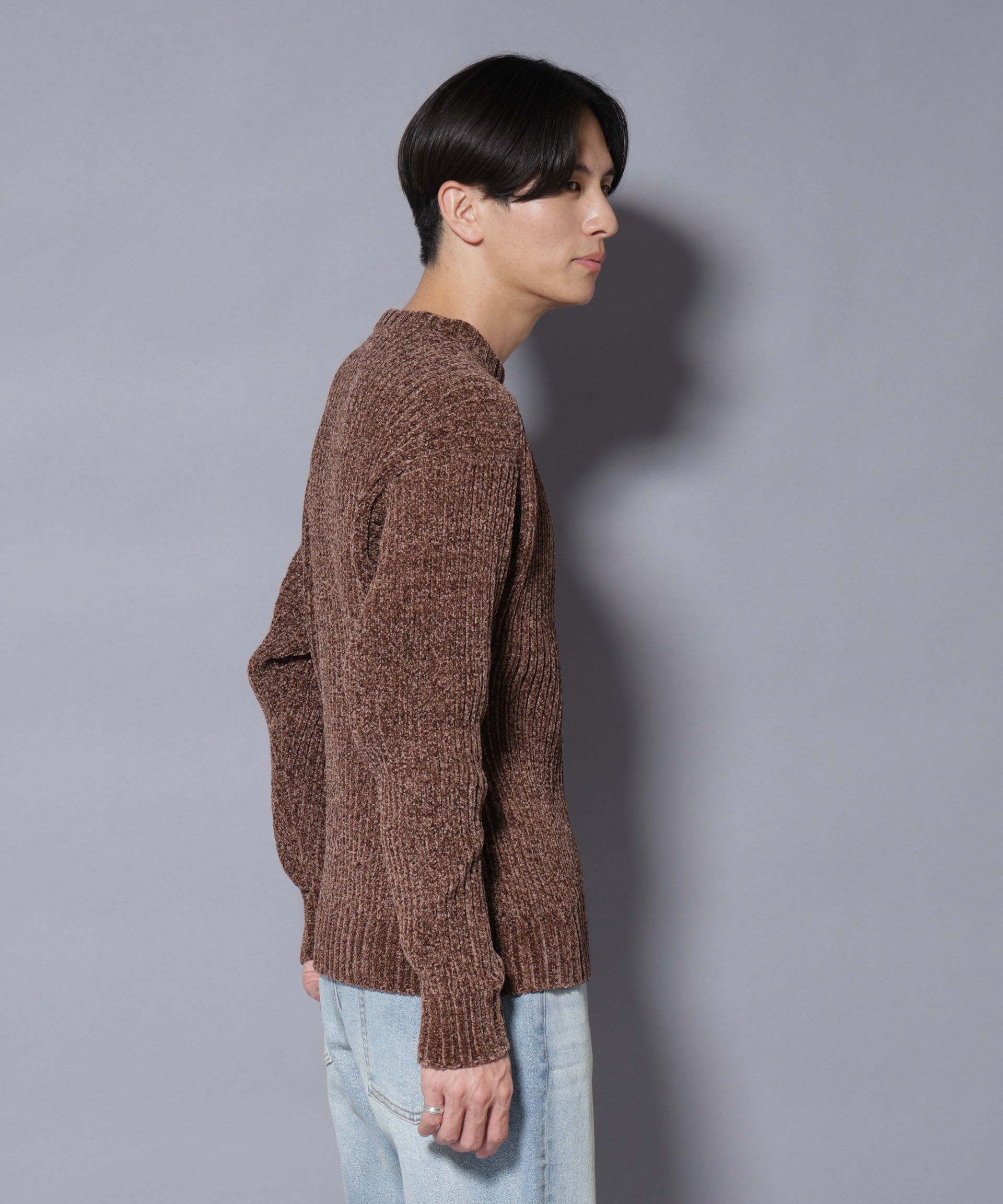 nano･universe「ローゲージ ベロアモール クルーネックニット」|ニット・セーター|