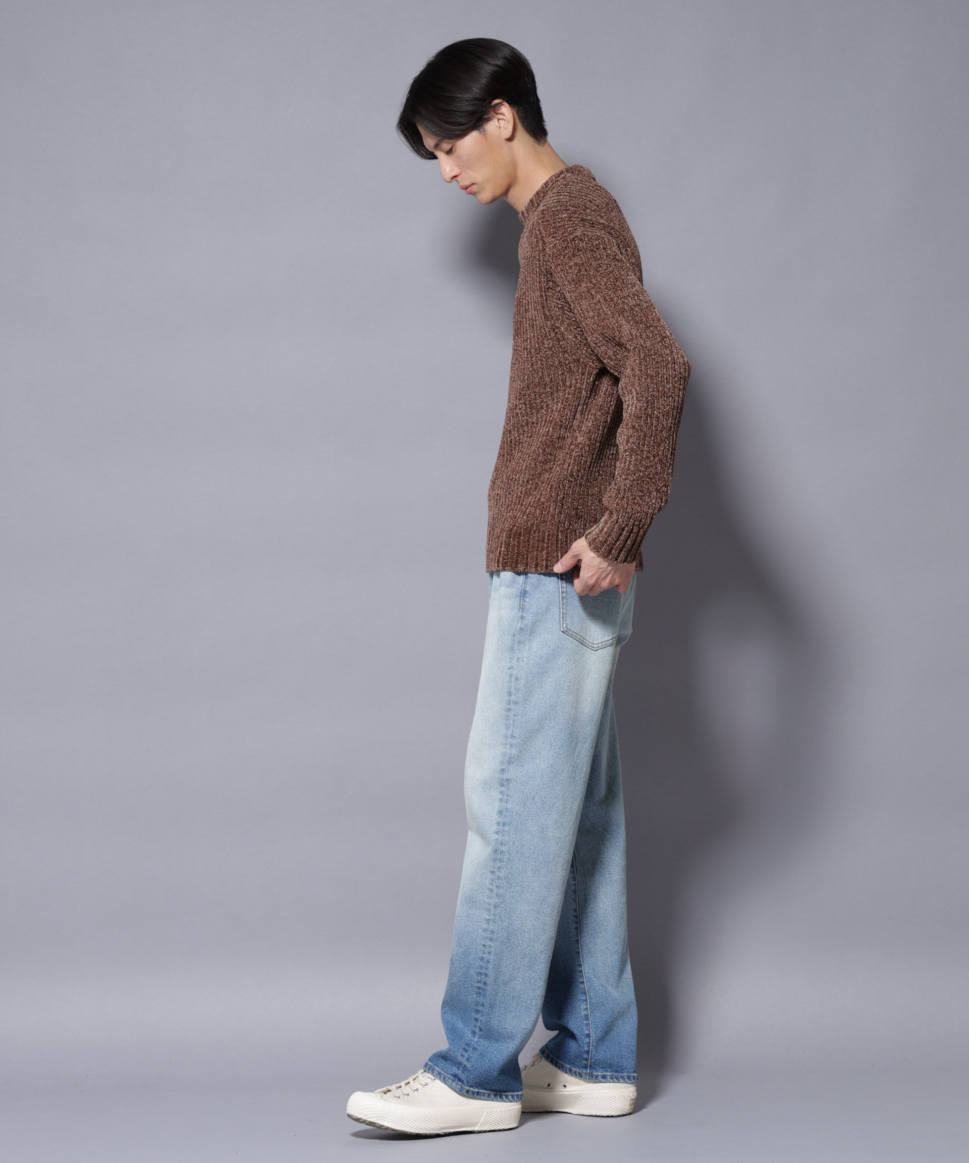 nano･universe「ローゲージ ベロアモール クルーネックニット」|ニット・セーター|