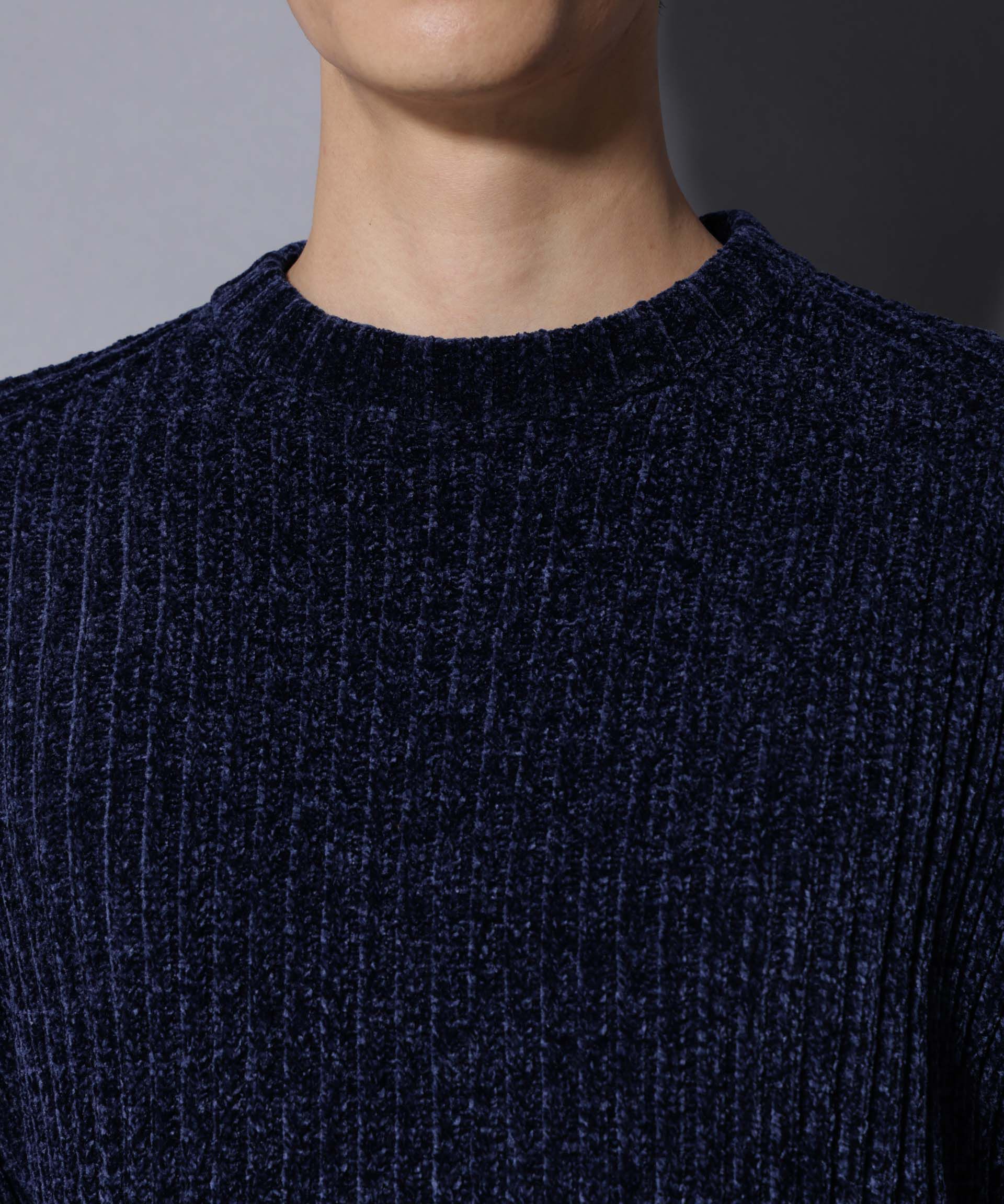 nano･universe「ローゲージ ベロアモール クルーネックニット」|ニット・セーター|