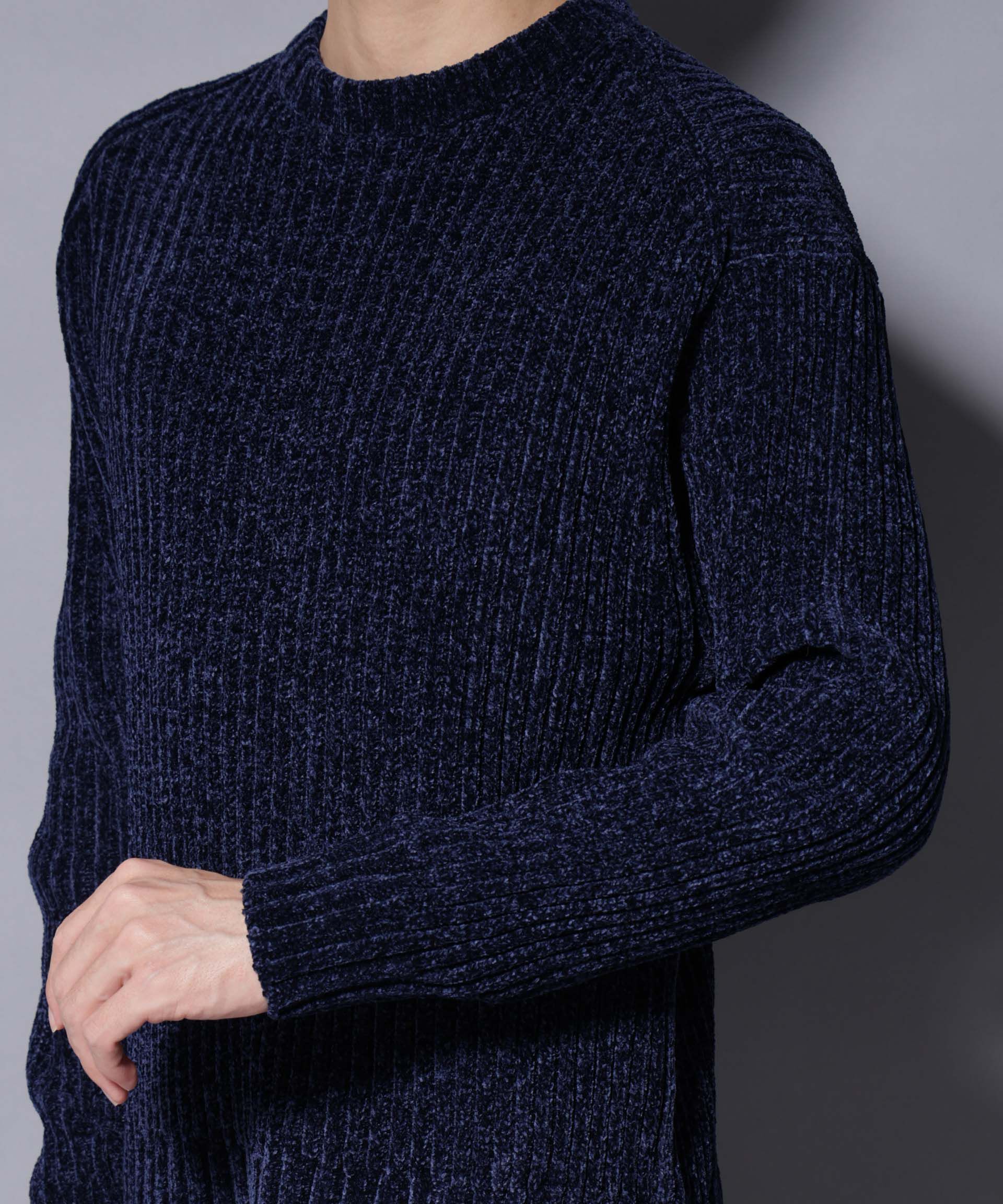 nano･universe「ローゲージ ベロアモール クルーネックニット」|ニット・セーター|