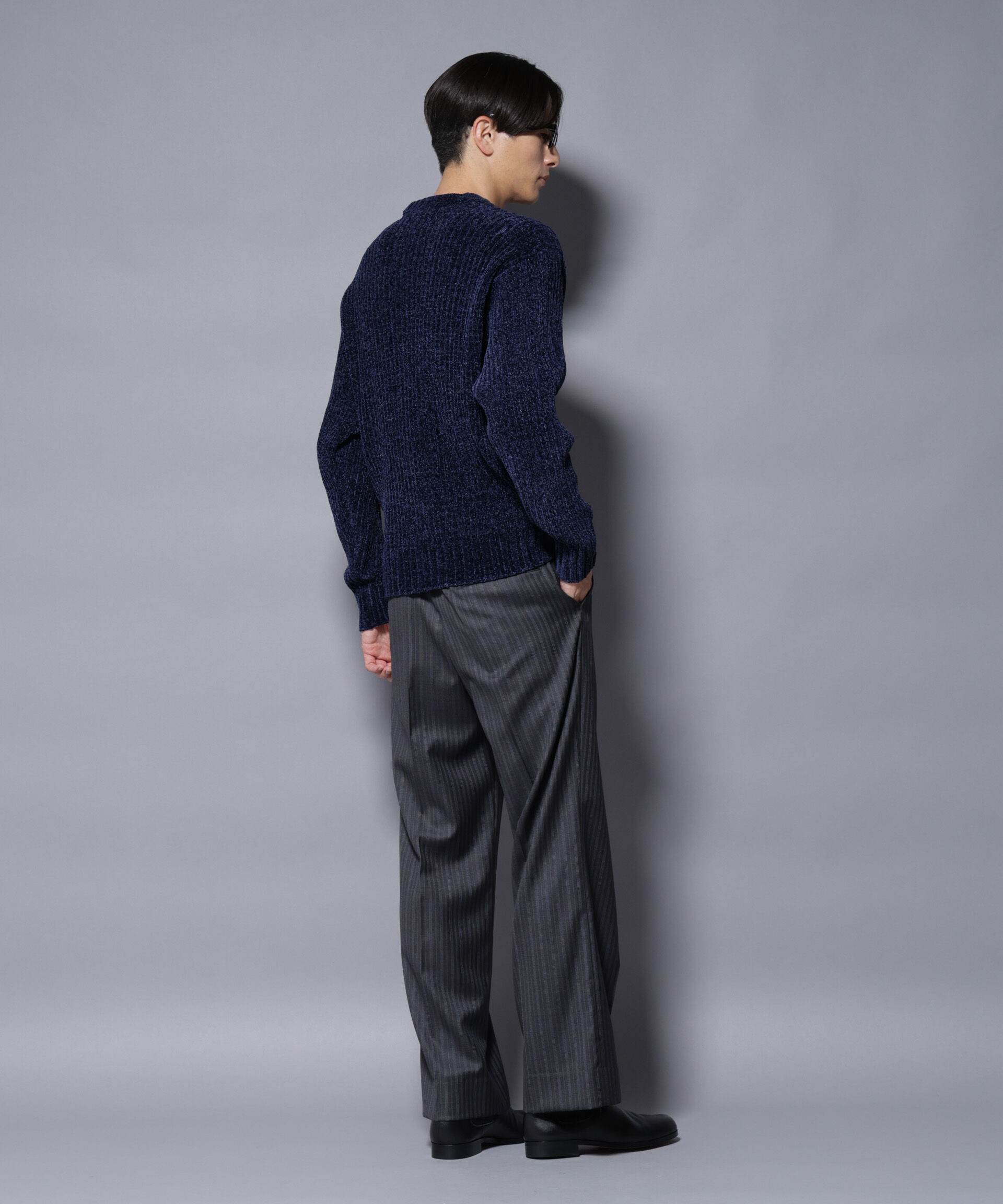 nano･universe「ローゲージ ベロアモール クルーネックニット」|ニット・セーター|