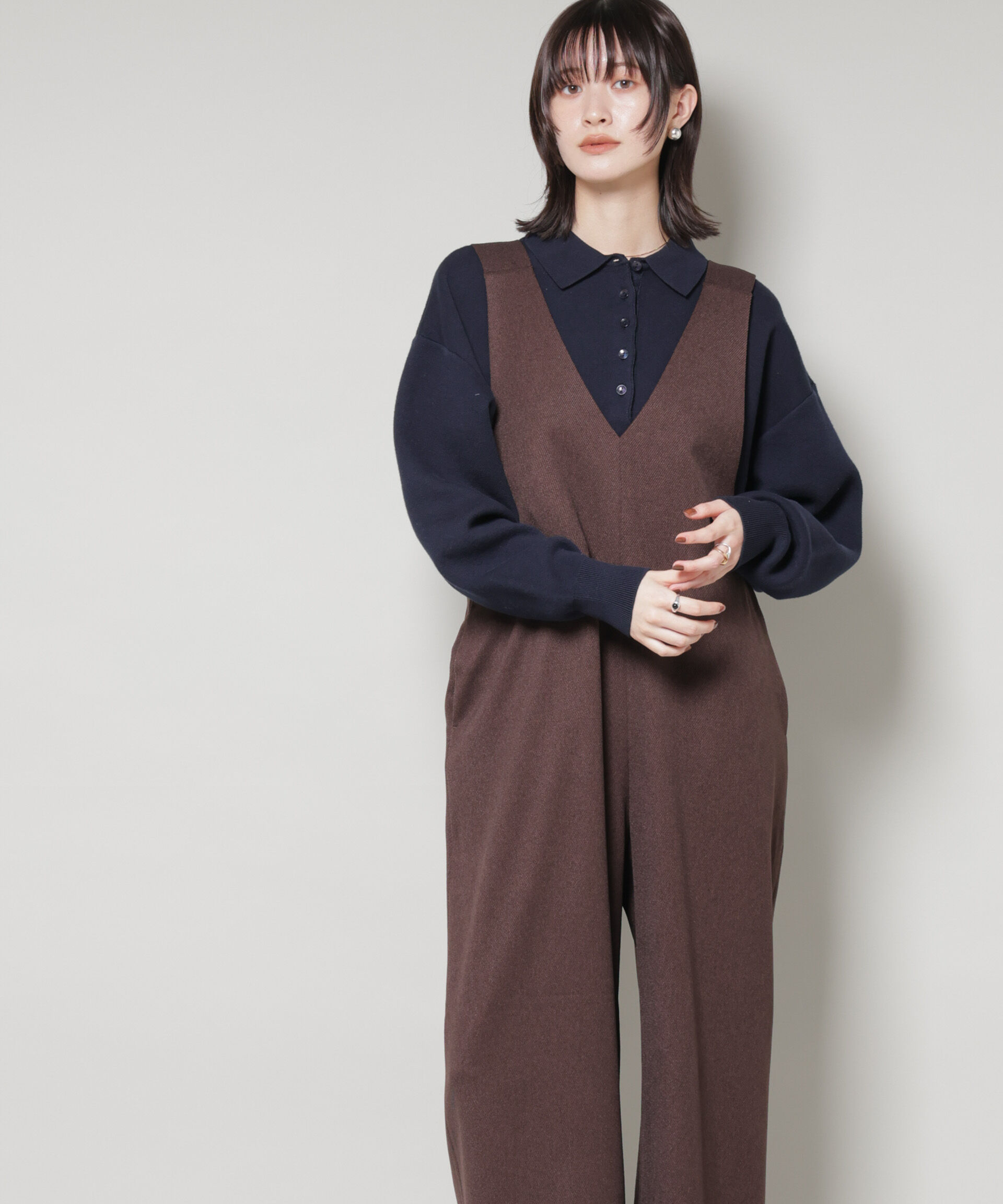 nano･universe「Vネックオールインワン」|ワンピース|