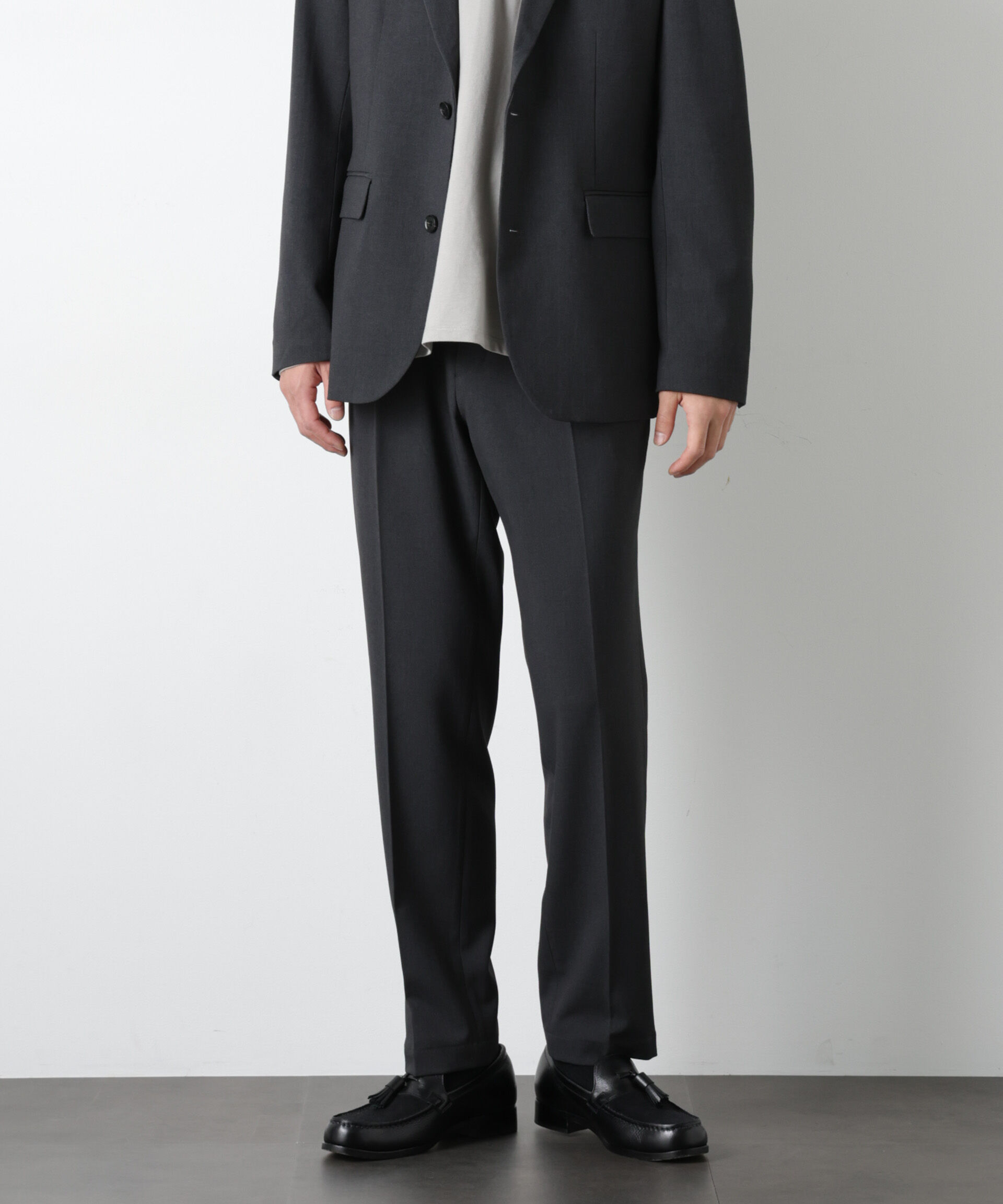 nano･universe「ALWAYS EASY ワンタックスラックス（セットアップ可）」|チノ|チャコール3