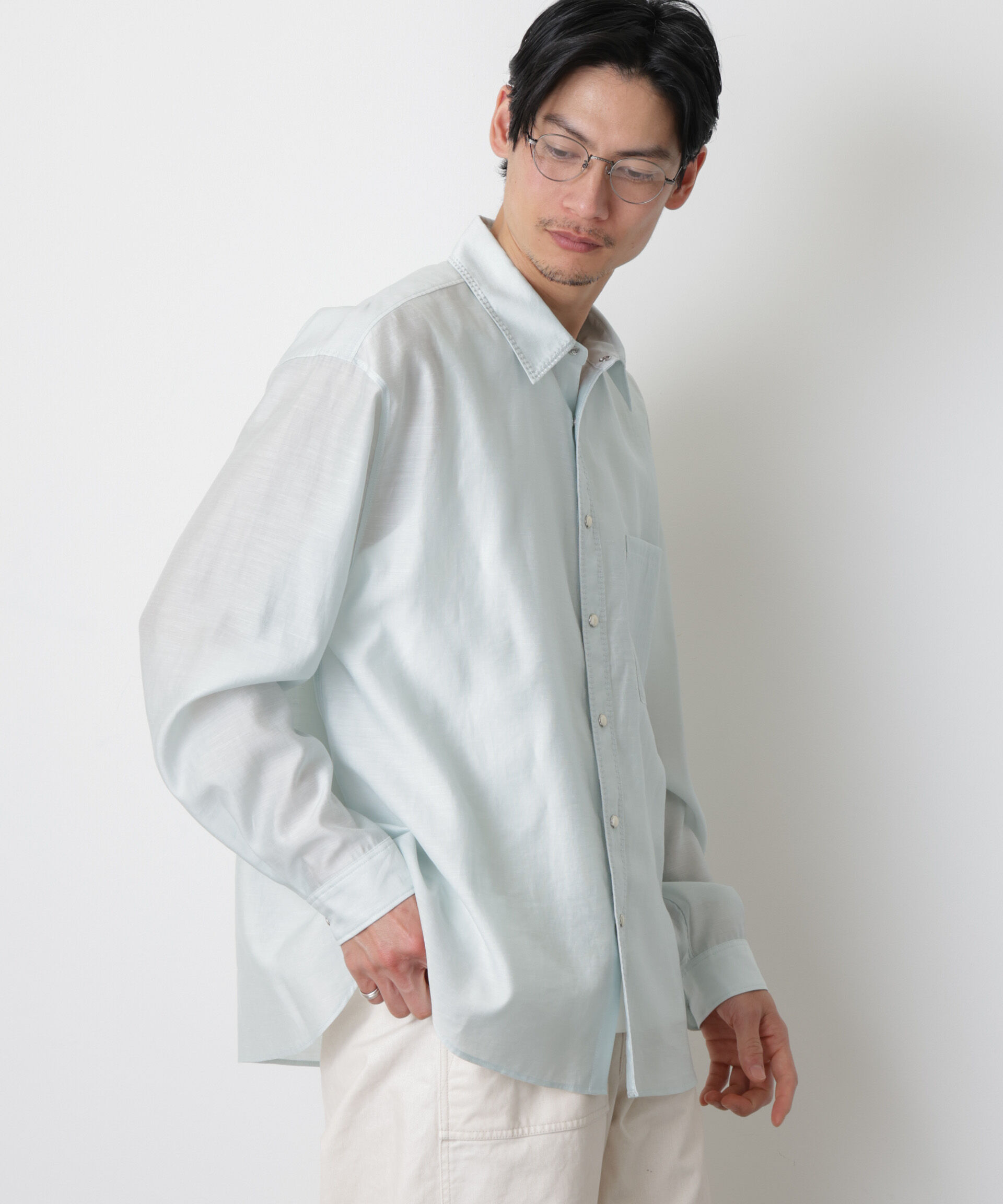 nano･universe「エンブロイダリーシルキーシャツ」|シャツ・ブラウス|