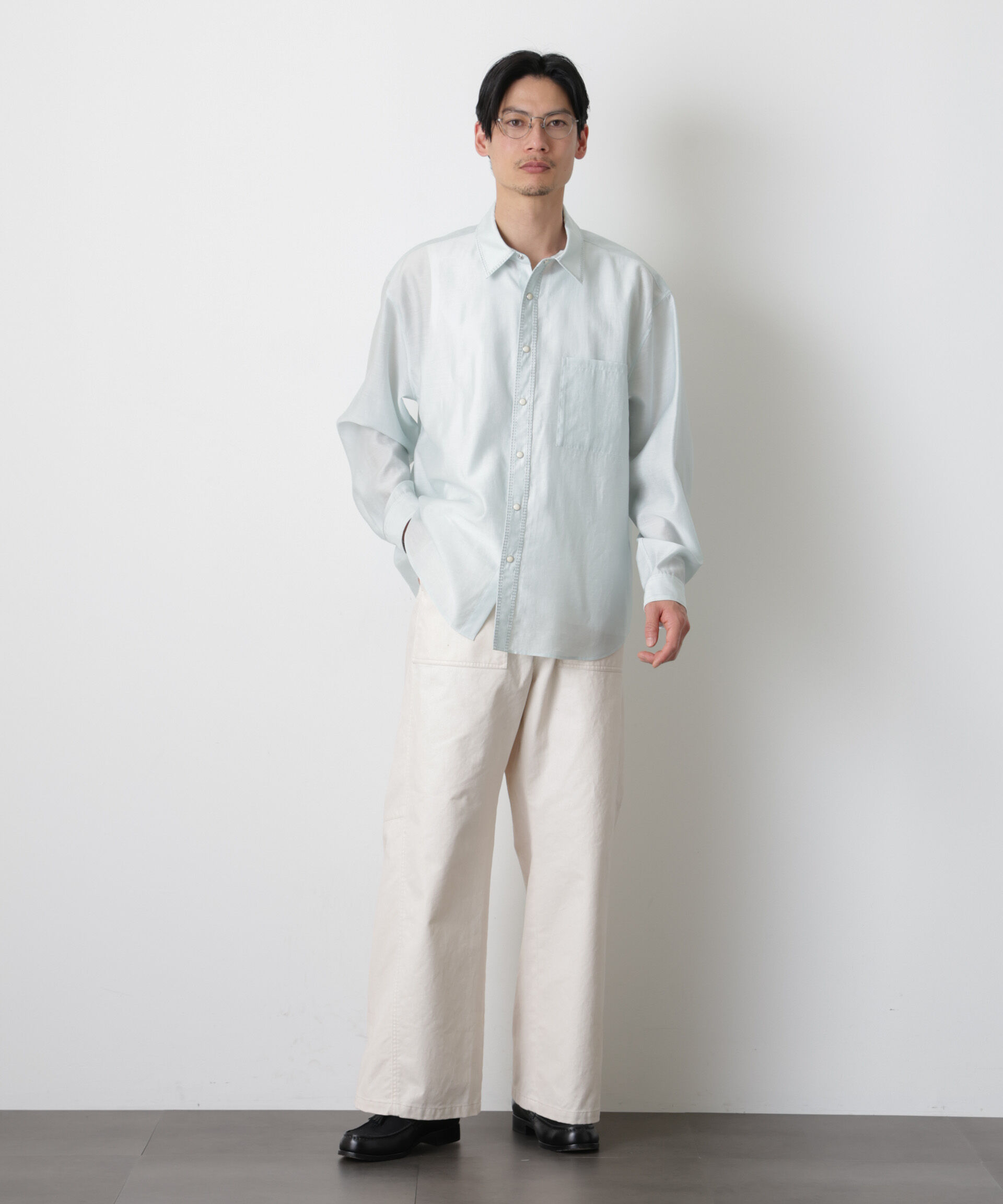 nano･universe「エンブロイダリーシルキーシャツ」|シャツ・ブラウス|