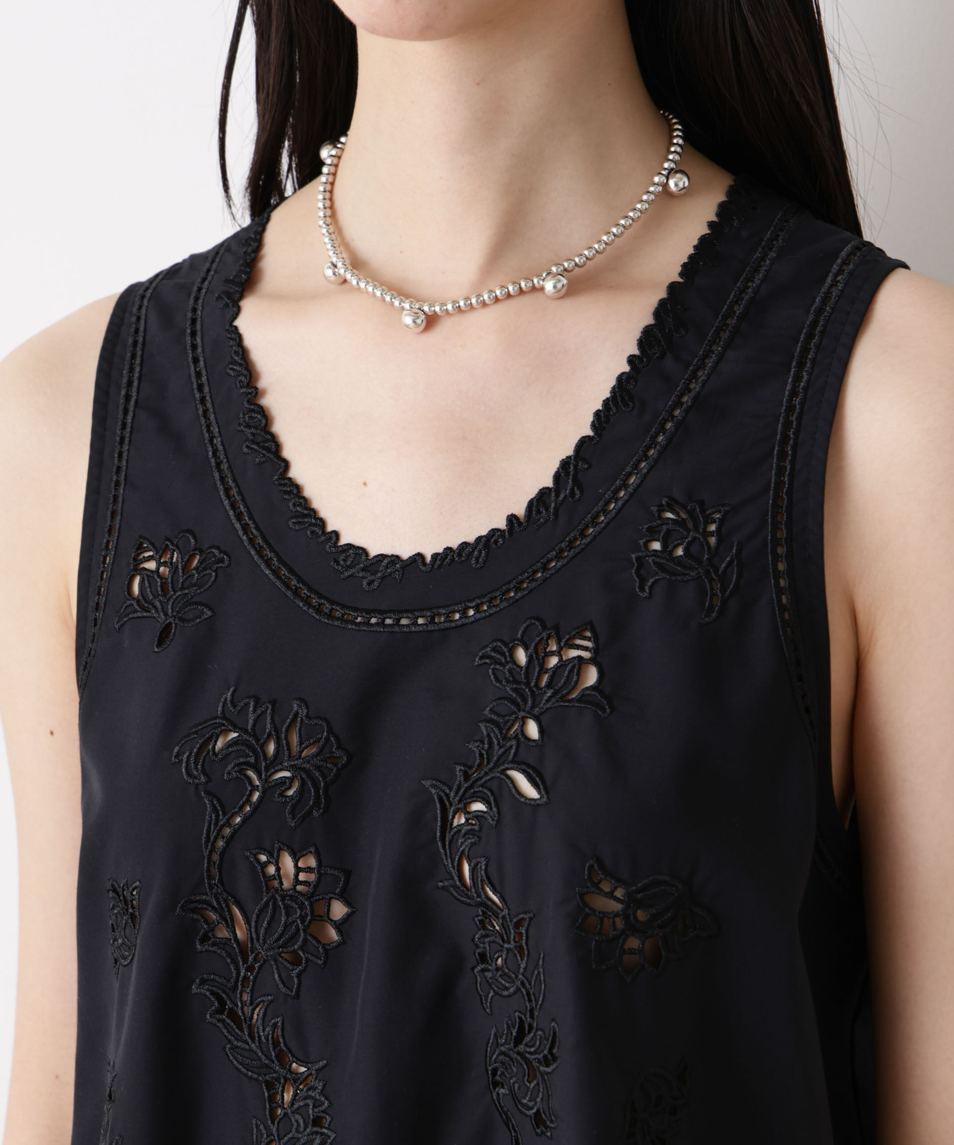 nano･universe「「STEVELOUR」フラワー刺繍アシメタンクトップ」|シャツ・ブラウス|