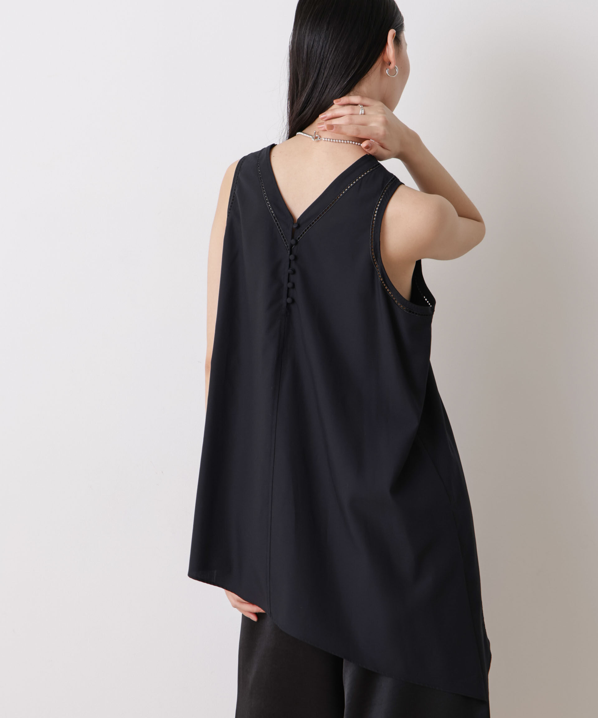 nano･universe「「STEVELOUR」フラワー刺繍アシメタンクトップ」|シャツ・ブラウス|