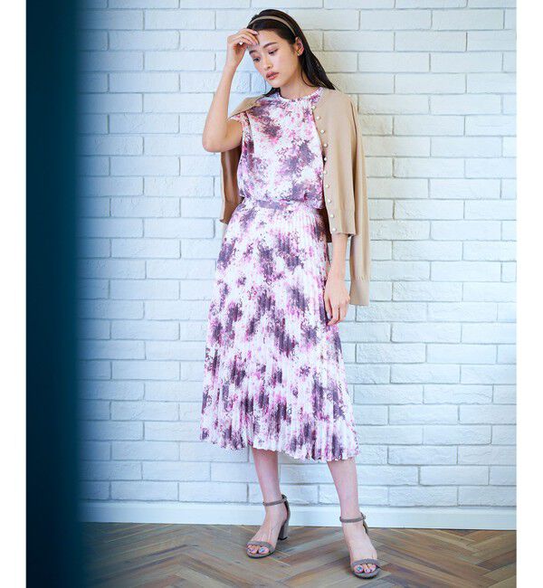 組曲「【洗える】グラデーションフラワー プリーツスカート」|スカート|