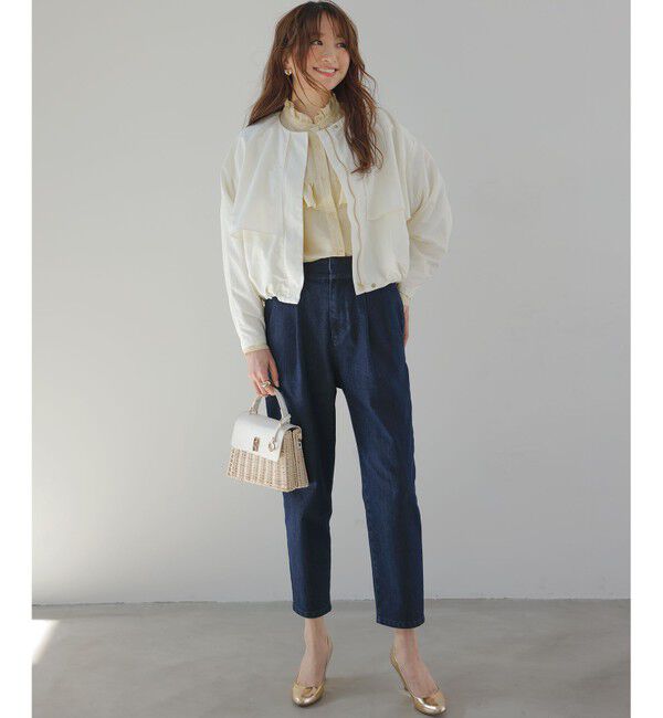 組曲「ライトデニム テーパードクロップドパンツ」|デニム|