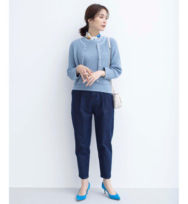 組曲「ライトデニム テーパードクロップドパンツ」|デニム|