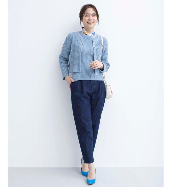 組曲「ライトデニム テーパードクロップドパンツ」|デニム|