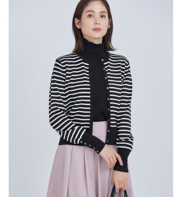 組曲「【6色展開・UVケア】クルーネックモダンカーディガン」|カーディガン|ボーダー系1