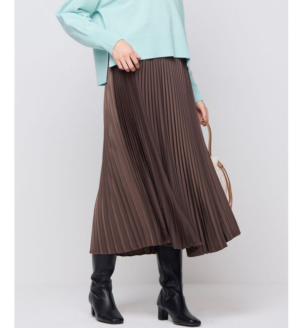 組曲「レザーライクサテン プリーツスカート」|スカート|ﾀﾞｰｸﾌﾞ