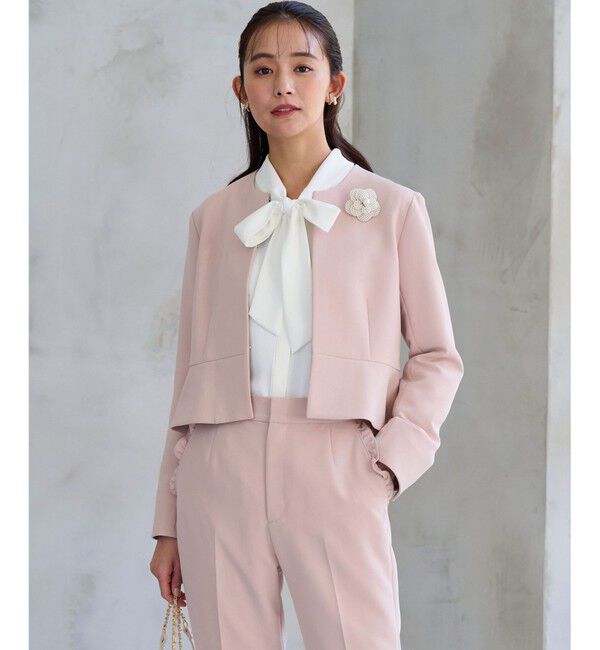 組曲「【WEB限定・KUMIKYOKU NAVY】コンフォータブルドレープ ノーカラージャケット」|ノーカラージャケット|ｼｬﾝﾊﾟﾝ