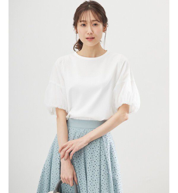 組曲「【WEB限定】チュールポンチドッキング Tシャツ」|Tシャツ・カットソー|アイボリー系