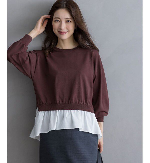 組曲「ストレッチクリアドッキング ニットプルオーバー」|ニット・セーター|ブラウン系