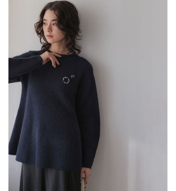組曲「へアリーヤーン フレア ニット」|ニット・セーター|ネイビー系