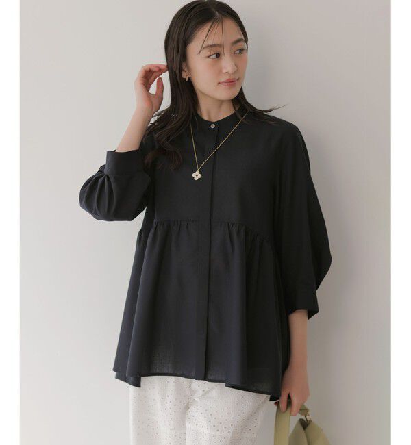 組曲「ニューリヨセルシャーティングペプラム ブラウス」|シャツ・ブラウス|ネイビー系