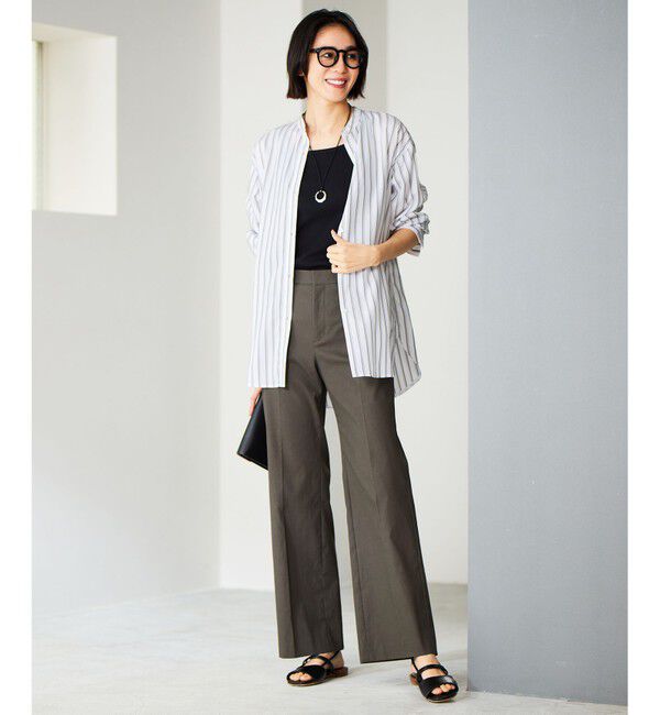 自由区「【接触冷感・UVカット・吸水速乾・洗える】シェルタリングオックスストレート パンツ」|その他|