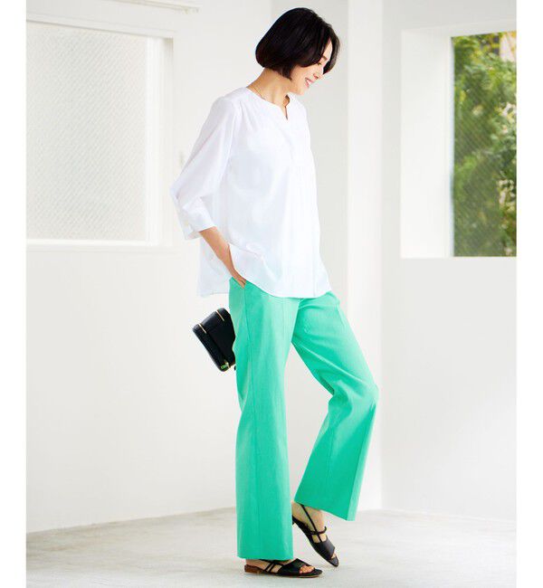 自由区「【接触冷感・UVカット・吸水速乾・洗える】シェルタリングオックスストレート パンツ」|その他|