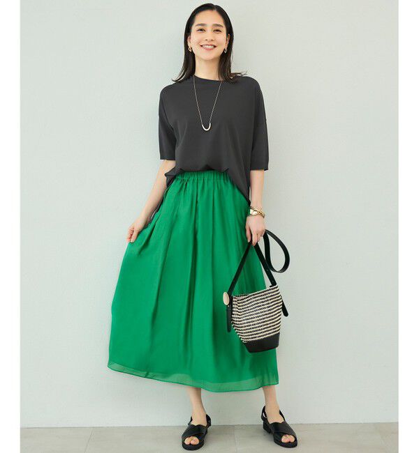 自由区「【接触冷感・UVカット・WEB限定カラーあり】クレープストレッチプルオーバー ニット」|ニット・セーター|