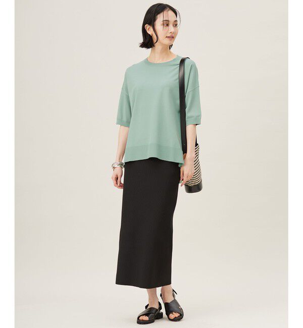 自由区「【接触冷感・UVカット・WEB限定カラーあり】クレープストレッチプルオーバー ニット」|ニット・セーター|