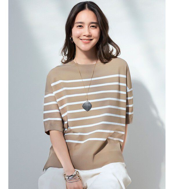 自由区「【接触冷感・UVカット・WEB限定カラーあり】クレープストレッチプルオーバー ニット」|ニット・セーター|[新色]ｼﾅﾓﾝ