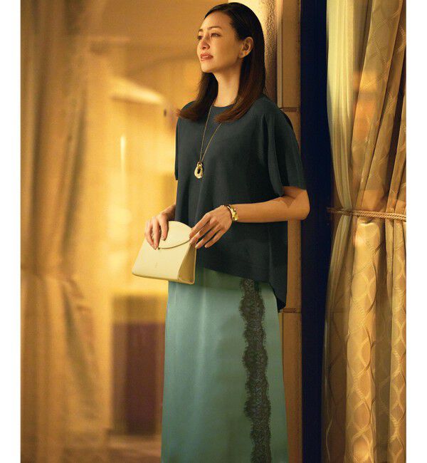 自由区「【接触冷感・UVカット・洗える】クレープストレッチAライン ニット」|ニット・セーター|