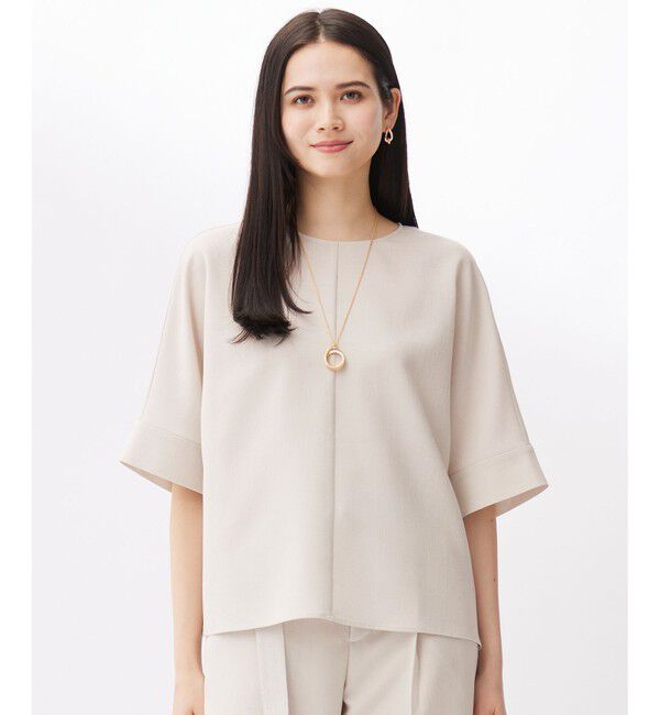 自由区「【セットアップ対応・接触冷感・UVカット・洗える】ライトリネンライク Tブラウス」|シャツ・ブラウス|ｻﾝﾄﾞﾍﾞ
