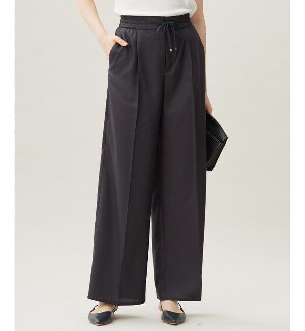 自由区「フルダルスパンマイクロピーチワイドストレート パンツ」|その他|セピア
