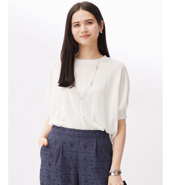 自由区「ドレーピードルマンスリーブ ニットソー」|Tシャツ・カットソー|オフホワイト