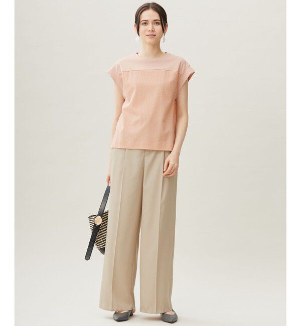 自由区「リネンサッカーコンビブロッキング カットソー」|Tシャツ・カットソー|