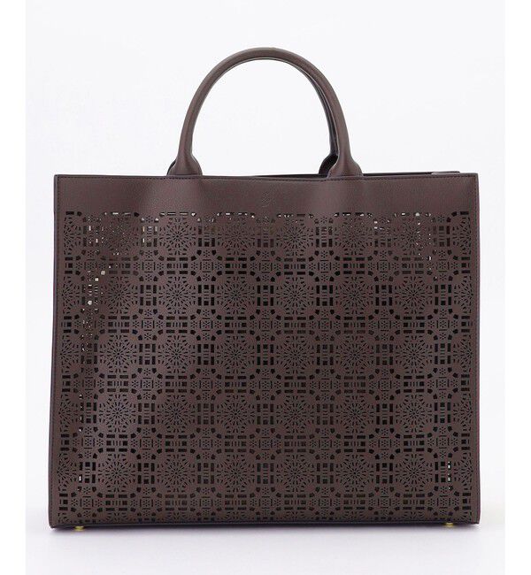 自由区「【カタログ掲載・巾着袋付き・A4サイズ収納可】パンチングレース トート」|トートバッグ|ﾀﾞｰｸﾌﾞ