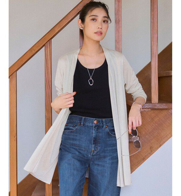 23区「【UVケア/接触冷感】マルチ機能 シアー ロング カーディガン」|カーディガン|ベージュ系