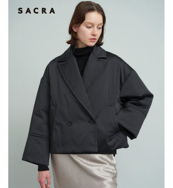 23区「【SACRA】パディングタフタ ショートコート」|ダウン|ブラック系