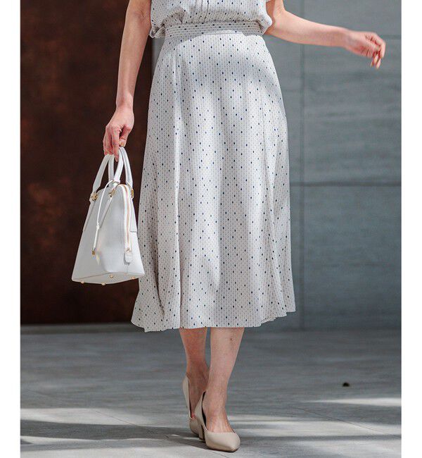 23区「【洗える】バックサテンアムンゼンレユールダイヤプリント スカート」|スカート|ベージュ系