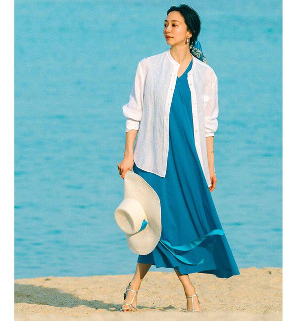 23区「【洗える】LIBECO バンドカラー シャツ」|シャツ・ブラウス|