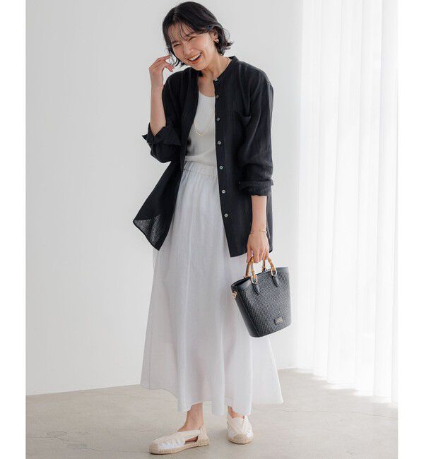 23区「【洗える】LIBECO バンドカラー シャツ」|シャツ・ブラウス|