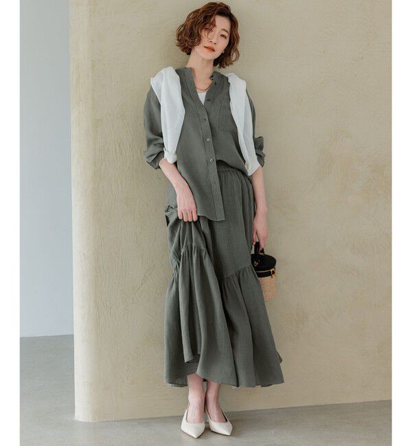 23区「【洗える】LIBECO バンドカラー シャツ」|シャツ・ブラウス|