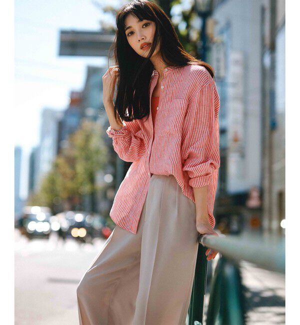 23区「【洗える】LIBECO バンドカラー シャツ」|シャツ・ブラウス|
