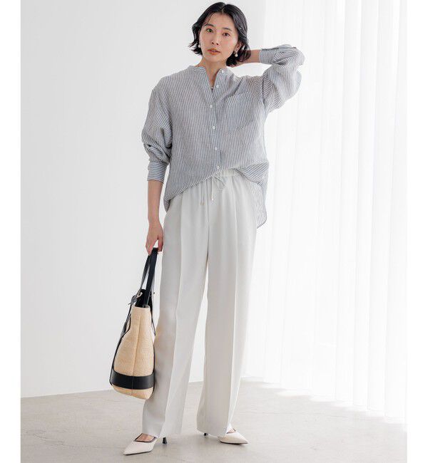 23区「【洗える】LIBECO バンドカラー シャツ」|シャツ・ブラウス|