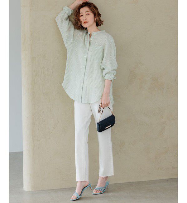 23区「【洗える】LIBECO バンドカラー シャツ」|シャツ・ブラウス|