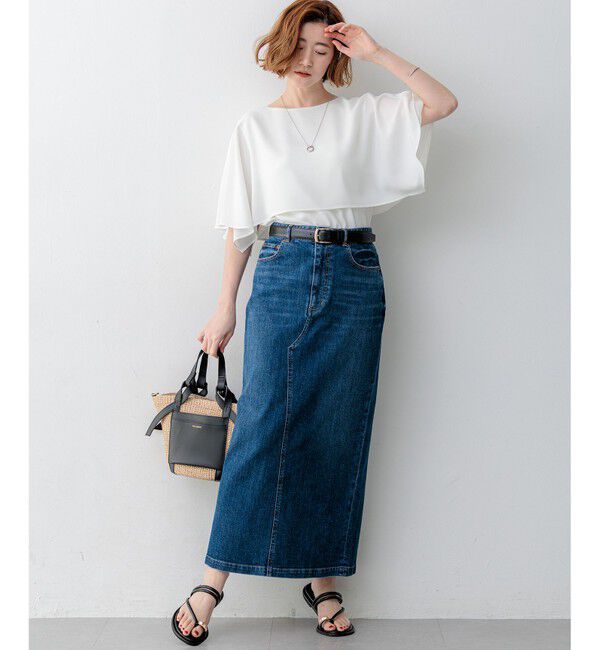 23区「【吸水速乾/UVカット/接触冷感】ストレッチジョーゼット  ケープデザイン カットソー」|Tシャツ・カットソー|